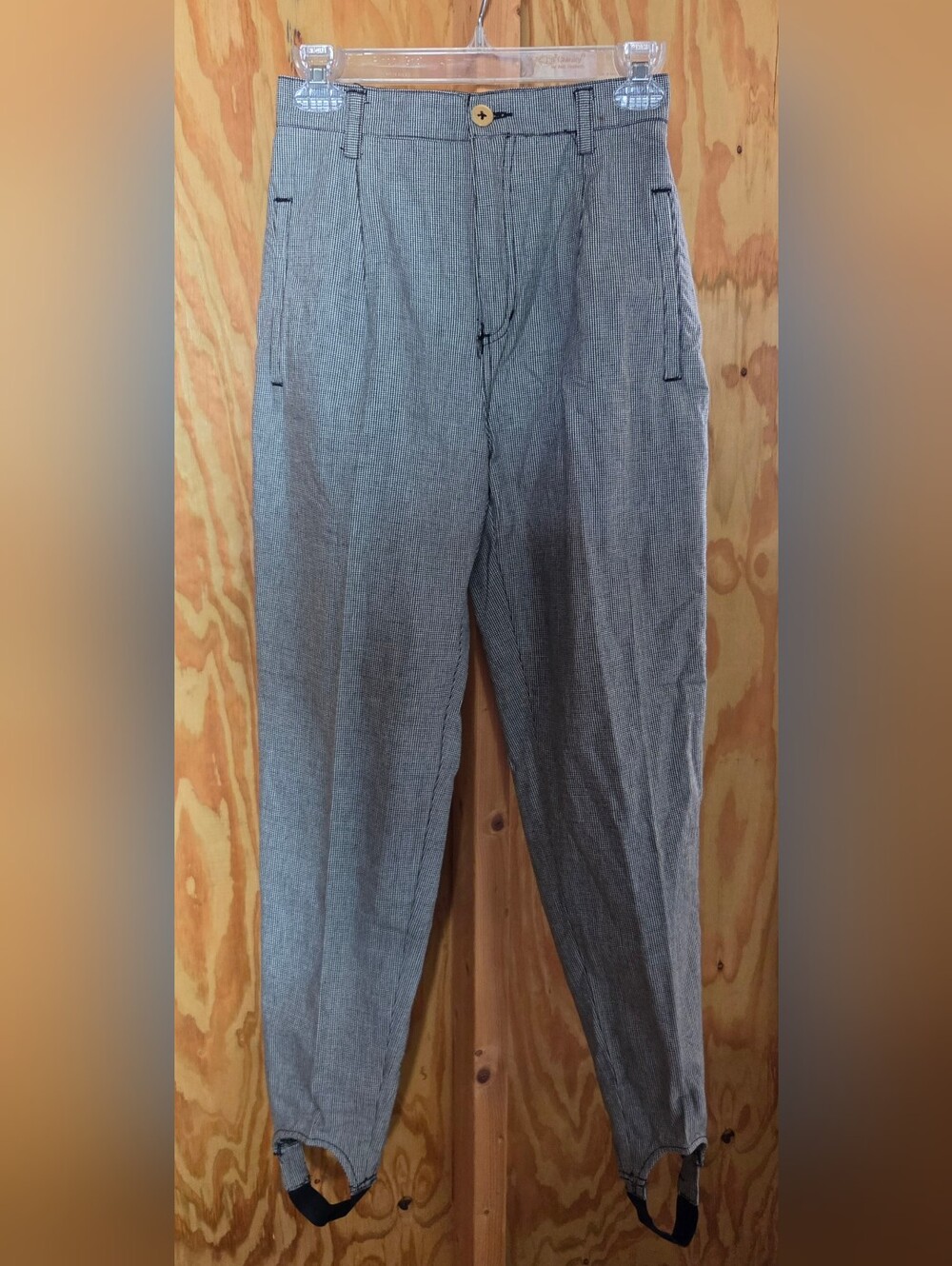 VTG Lizwear Houndstooth Stirrup Pants High Rise Tapered 80s 90s